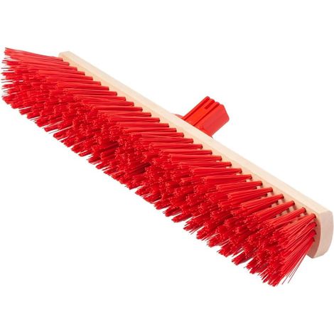 1 Balai de Rue Industriel 50 cm, Poils Denses, Corps Bois, Pour Terrasse Jardin Garage