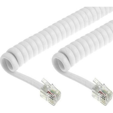 TrAdE Shop Traesio - Cavo Telefonico Estensibile Spiralato Per Cornette Colore Bianco 2 Mt -