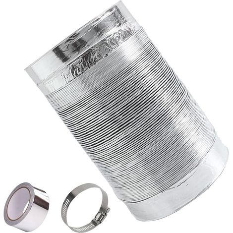 Flexibler Abluftschlauch Ø 80/100/110/120/150/160/170/180/200 mm für Klimaanlage, Wäschetrockner, Dunstabzugshaube, Ventilator mit 2 Stahlschlauchschellen (Farbe: 1) (1/5)