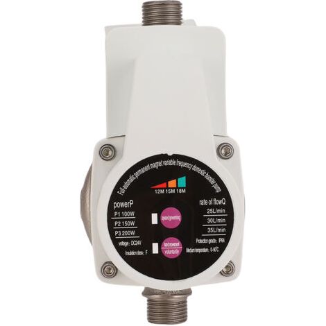 RHG Pompe de surpression d'eau automatique silencieuse à 3 vitesses Moteur sans balais Pompe à eau pour robinets Toilettes Chaudières Douches Prise UE (1/5)