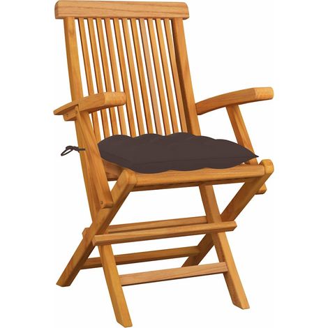 Maison Exclusive - Chaises pliantes avec coussins taupe, 3 pièces, en bois de teck massif (1/5)