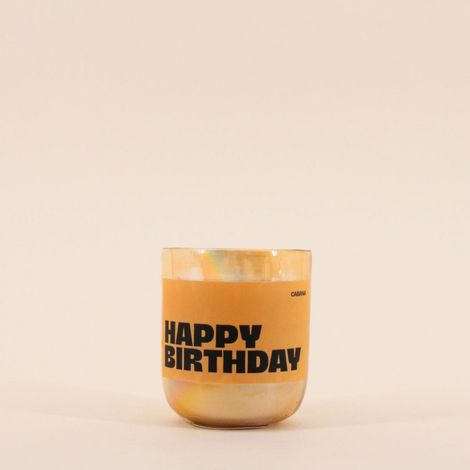 Bougie parfumée 200g "Happy Birthday" en verre jaune (1/4)
