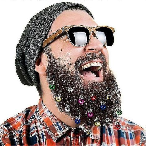 EVAGO 12er-Set Weihnachtsbart-Dekorationskugeln, Weihnachtsmann-Bartornamente, Clip-Lichterketten, Glöckchen, Party-Clips (1/2)
