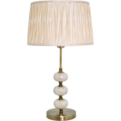 Sobremesa cuero tres bolas mosaico ámbar pantalla beige plizada 1xE27 (1/2)