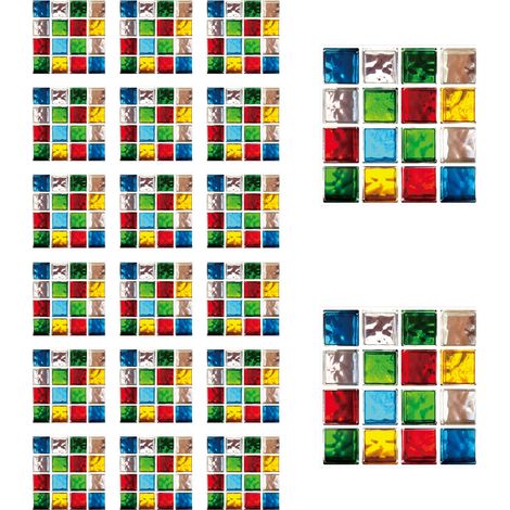 Self-adhesive mosaic sheets, 10x10 cm, 20 pieces, water-resistant, for kitchen/bathroom