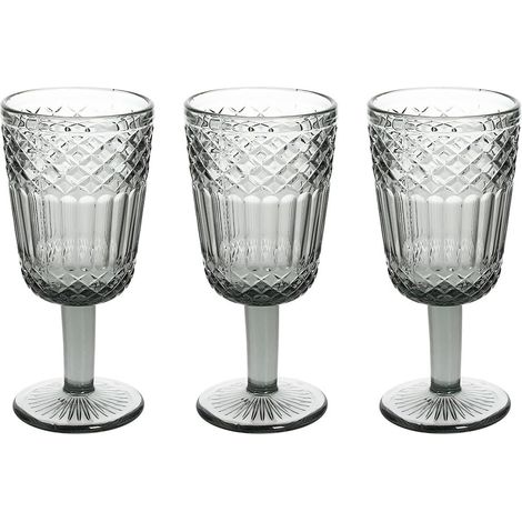Lot de 3 verres à pied 270 cc verre gris