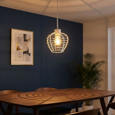 Pendelleuchte Hängeleuchte Deckenleuchte Metall weiß matt kürzbar H 120 cm (1/5)