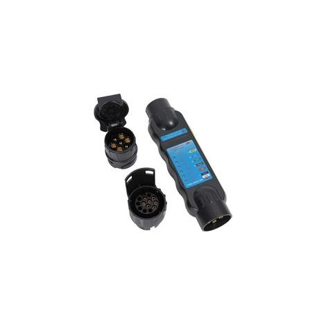 Testeur de prise remorque 7 broches – Outil de diagnostic câblage – Adaptateur 7-13 inclus – Matériaux ABS et cuivre (1/5)