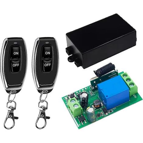 Interrupteur 433 MHz, 110 V/220 V CA, récepteur relais/émetteur RF monocanal, compatible avec les moteurs d'éclairage de porte de garage à monter soi-même (1/5)