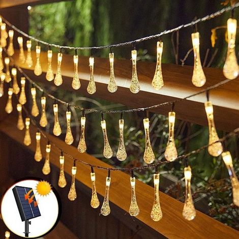 Guirlande Lumineuse Exterieure Solaire,7m 50LED Gouttelettes Lumières Guirlande Étanche Lumières de Fête Décoration éclairage (1/5)