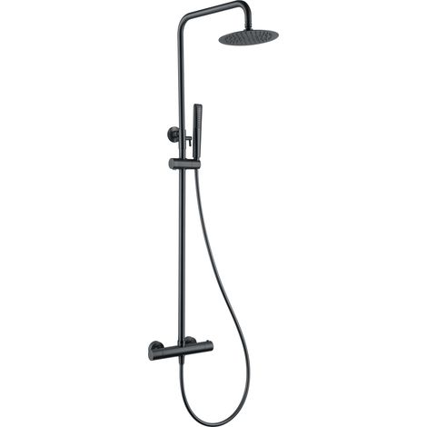 MICE - Barra de ducha termostática - Columna de ducha con rociador, mando y soporte con control temperatura Color Black Gun Metal (1/5)