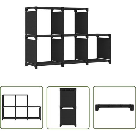 The Living Store Étagère d'affichage 5 cubes Noir 103x30x72,5 cm Tissu - Étagère Bibliothèque - Meuble Rangement - Étagère Design - Étagère Ouverte - Meuble Noir (1/5)