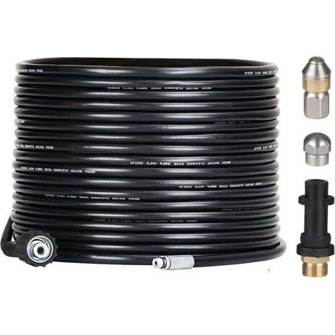 Kit de tuyau de 15 m pour nettoyeurs haute pression Kärcher avec buse et buse pivotante, kit professionnel 180 bars avec adaptateur pour accessoires Kärcher K2/K3/K4/K5/K6/K7, AA (1/4)