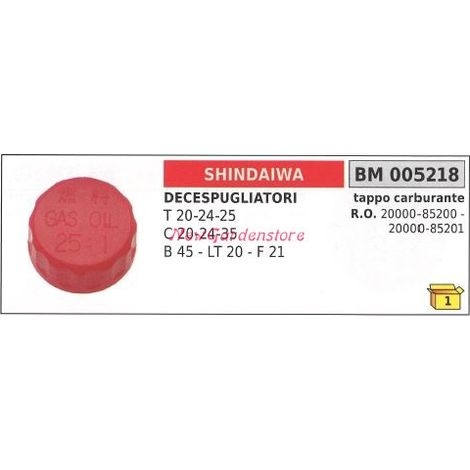 Tapón de llenado de combustible motor SHINDAIWA desbrozadora T 20 24 25 005218