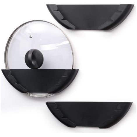 CSPARCV (Set of 3 plastic pot lid holders - For lids from 15 to 32 cm - Self-adhesive pot lid organizer for home, kitchen, wall/cabinet door)