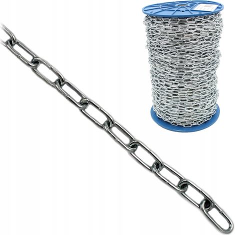 Chaine Metallique Galvanisee A Maillons Courts, Diametre 4 mm, Rouleau, Pour Fixation Et Usage Exterieur Hors Levage