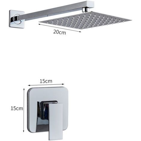 Ensemble de robinet de douche galvanoplastie Kit de garniture de douche à fonction unique avec vanne rugueuse Salle de bain Ensemble de douche à effet pluie (1/3)