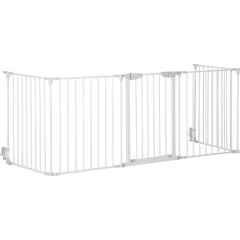 White 5 Panel Metal Pet Playpen with Walk-Through Door for Dogs and Cats-Secure Indoor Outdoor Fencing (1/5)