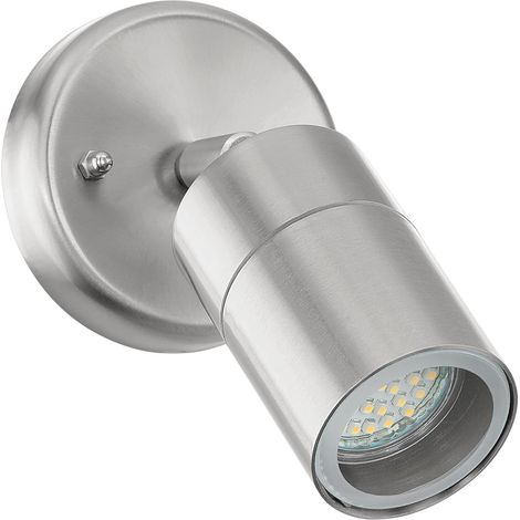 CCYKXAApplique murale extérieure LED, éclairage d’extérieur en acier inox et verre, spot en aspect argenté, douille GU10, IP44 (1/5)