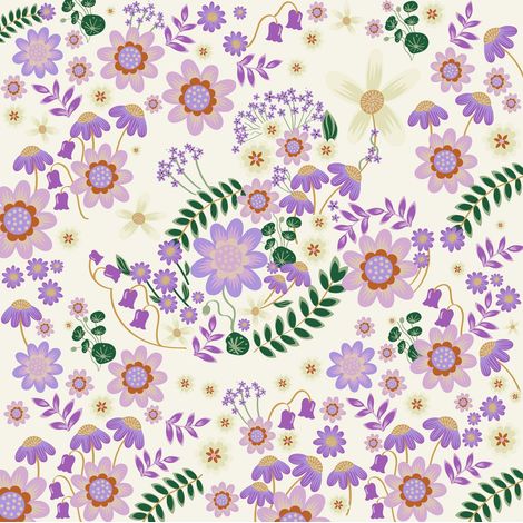 papier peint panoramique fleurs violet - Komar (1/4)