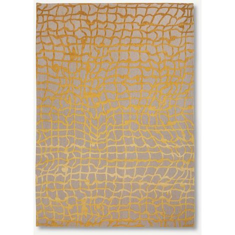DEDALO DESIGN - TAPPETO CONTEMPORANEO MAD MEN - Prodotto in Belgio - Tessuto piatto jacquard meccanico - Rifinito a mano - Antiscivolo naturale - 100% poliestere - Scarabeo giallo - 140 x 200 CM