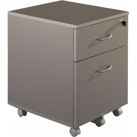 Caisson de Bureau 2 Tiroirs Alu 5 Roulettes L 41 H 56 P 50 cm