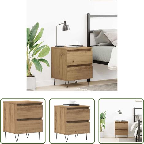 vidaXL Nachttisch mit Schubladen - Nachttisch Eiche handwerklich 40 x 35 x 50 cm Holzwerkstoff (1/5)