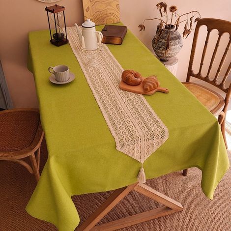 LAN Spitzpendelleuchte, 200 cm langer Tischläufer aus Baumwolle und Leinen, gehäkeltes Baumwollgarn, Abdeckung für TV-Ständer/Schuhschrank, dekorative, lange Tischdecke für Couchtisch/Esstisch (1/5)