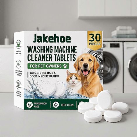 30 pastilles nettoyantes pour lave-linge pour les propriétaires d'animaux, sans parfum, pour un nettoyage en profondeur et un désodorisant. Dissout les poils d'animaux, le calcaire et neutralise les o (1/5)