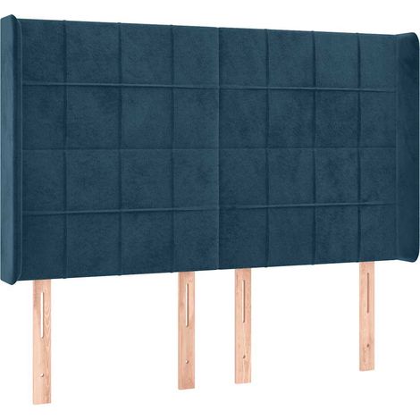 Testiera Testata del letto ad Orecchio Blu Scuro 147x16x118/128 cm in Velluto (1/4)