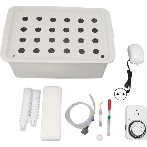 Grey 24-hole hydroponic growing pot with timer, oxygen pump, hydroponic system, planter pot, 220V EU plug. (1/5)