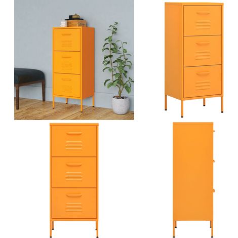 Armoire de rangement Jaune moutarde 42,5x35x101,5 cm Acier - Meuble De Rangement - Armoire De Rangement - Meuble D'entrée - Buffet - Commode - Home & Living
