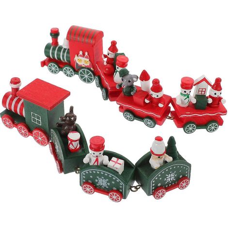 2 ensembles de décorations de train de dessin animé, ornements de Noël, jouets de train de Noël pour enfants (1/4)