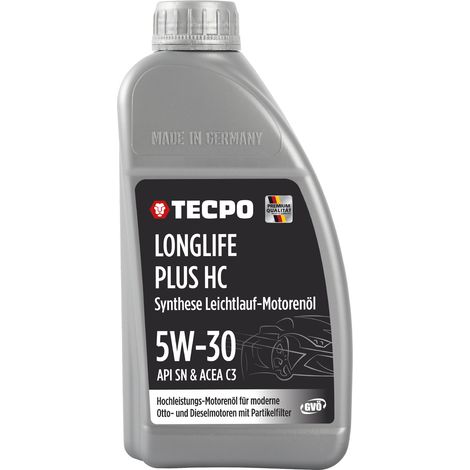 TECPO Motoröl 1 Liter 5W-30 LONGLIFE Plus HC Synthese passend für ACEA C3 / API SN / 504 / 507 / 229.31 / 229.51 / LL-04 / C30