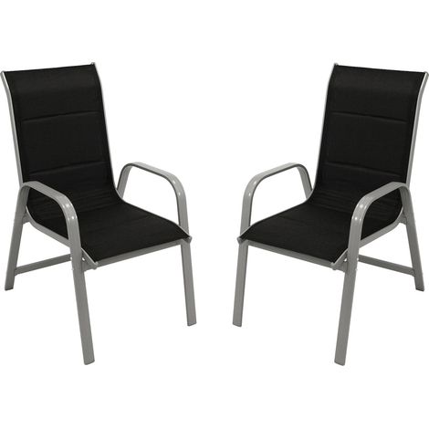 Stapelsessel CESANO, Aluminium silbergrau + Textilgewebe gepolstert schwarz, 2 Stück (1/5)