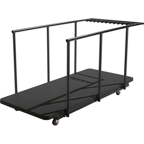 18 tables pliantes noires 180 cm et chariot de transport (1/5)