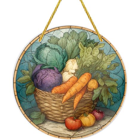 Panier à légumes en verre coloré, motif attrape soleil, suspension de fenêtre acrylique incassable (1/5)