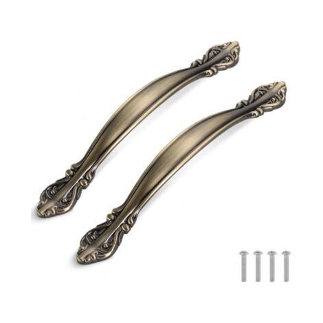 Set of 2 Vintage Antique Arch Cabinet Handles - Furniture Door Handles (128mm Hole Distance) - Bronze Green (1/4)