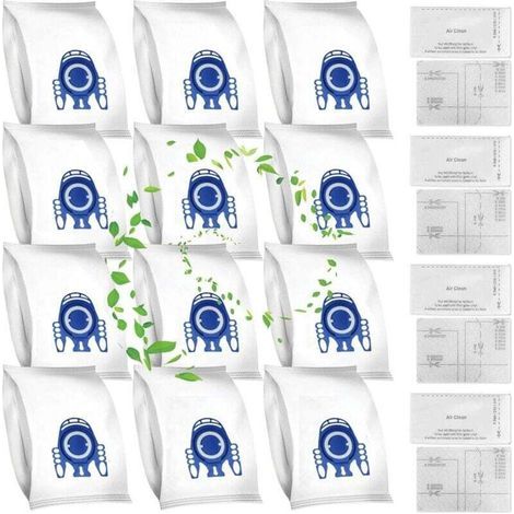 12 sacs à poussière, 4 filtres de protection moteur et 4 filtres d'échappement pour aspirateurs Miele GN 3D Classic C1 Complete C2 C3, S2000, S5000 et S8000 (1/4)