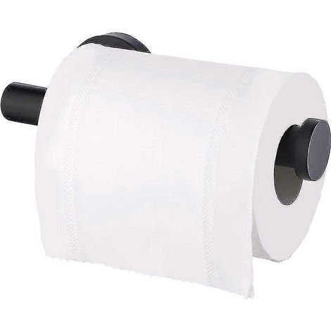 Porte-rouleau de papier toilette avec crochet en acier inoxydable, noir