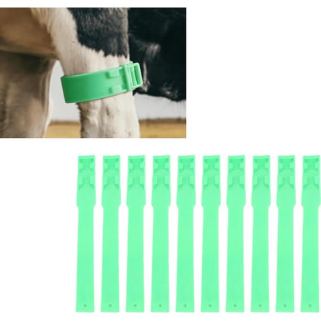 Collier d'identification pour bovins, 10 anneaux de marquage pour pieds plastique durable, accessoires d'élevage réutilisables bétail ferme équipement (Vert) (1/5)