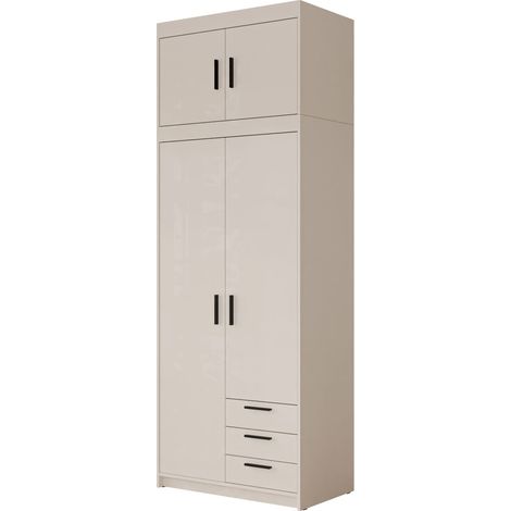Armoire Novduni 113, Beige, 246x90x53cm, Portes d'armoire: Avec des charnières, Nombre d'étagères: 0