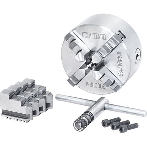Mandrino tornio autocentrante FERVI M449A/125 di precisione - 4+4 griffe - Ø 125 mm - ghisa (1/3)