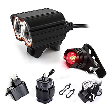 Lampe Frontale LED Phare Lampe Torche Avant Vélo, 4 Modes De Luminosité, 5000lm, pour Bicyclette Et Feu Arrière, pour VTT VTC Cycliste Camping Loisir (1/5)