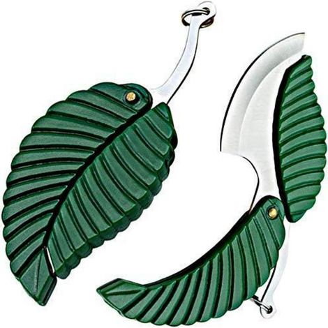 Mini couteau de poche avec porte-clés, couteau pliant tranchant, forme de feuille, lame de 5cm