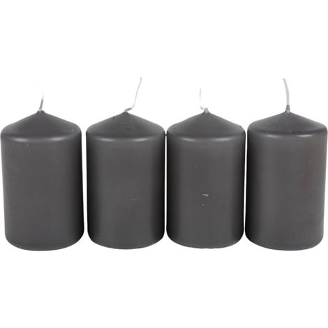 BURI Adventskranzkerzen grau 4er-Set Weihnachtskerze Stumpen Wachskerze 50x80mm
