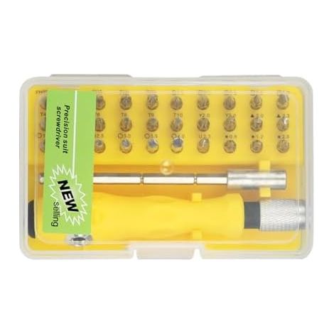 Mini jeu de tournevis Coffret d'outils de précision portable 32 en 1, jeu de tournevis de bijoutier - Pour téléphones portables, consoles de jeux, montres, lunettes, réparations automobiles et usage (1/5)