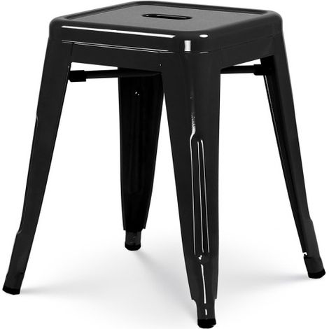 Tabouret en métal noir brillant style industriel - Hauteur 46 cm
