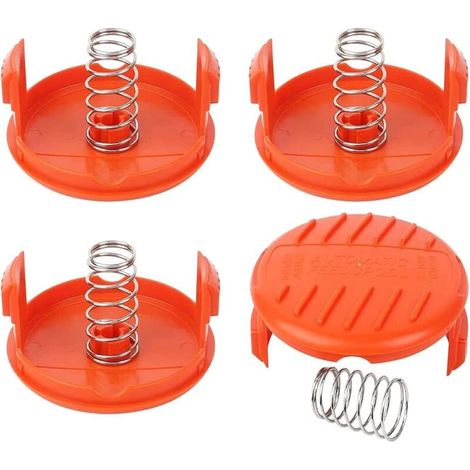 4 Pièce Capuchon de Bobine Tondeuse,Capuchon de Bobine,Tondeuse Capuchon de Bobine Ressorts,Couvercle de Bobine pour Coupe Bordures,pour tondeuses à gazon Black Decker, RC-100-P