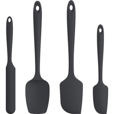 Ensemble spatule en silicone 4: pâtisserie de cuisine résistant à la chaleur, support de pâtisserie alimentaire antiadhésif flexible pour la cuisson (noir)